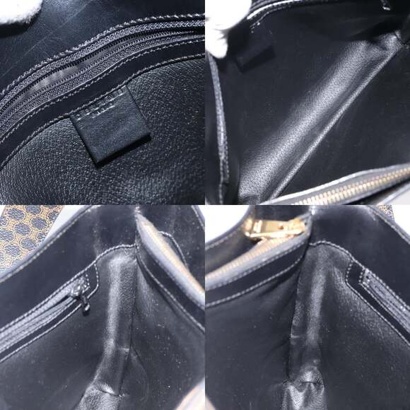 CELINE Macadam Canvas Shoulder Bag Pvc Leather Black Gold - Picture 11 of 12